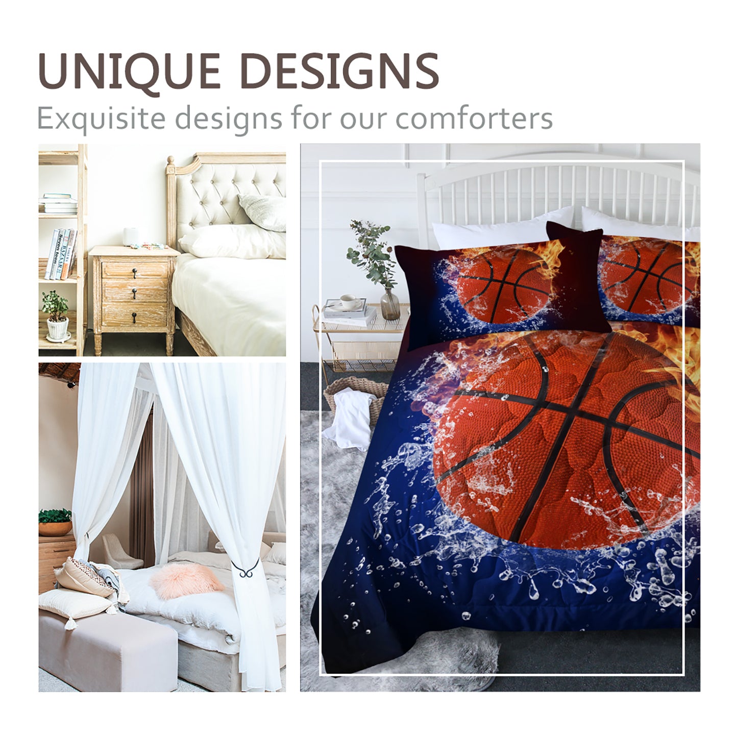 Sports Basketball Bedding Comforters Sets 3 Pieces Fire Bedding Sets