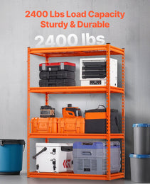Storage Shelves, 2400 Lbs, 4 Tier Heavy Duty Garage Shelving, 20" D X 40" W X 60" H Adjustable Metal Shelves For Industrial Shelving Unit Utility Shelf, For Kitchen, Warehouse, Basement, Orange