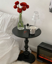 Metal Round Side Table Vintage End Table Small Accent Pedestal Table Nightstand