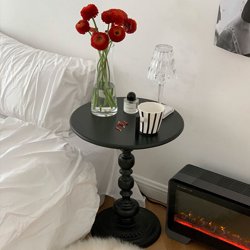 Metal Round Side Table Vintage End Table Small Accent Pedestal Table Nightstand