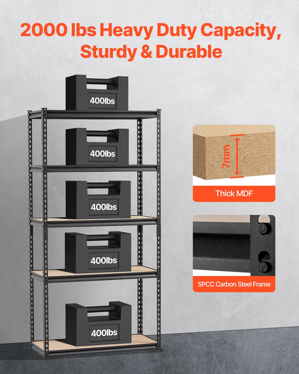Storage Shelves 16 D X 36 W X 71.4 H 5-tier Garage Storage Shelving