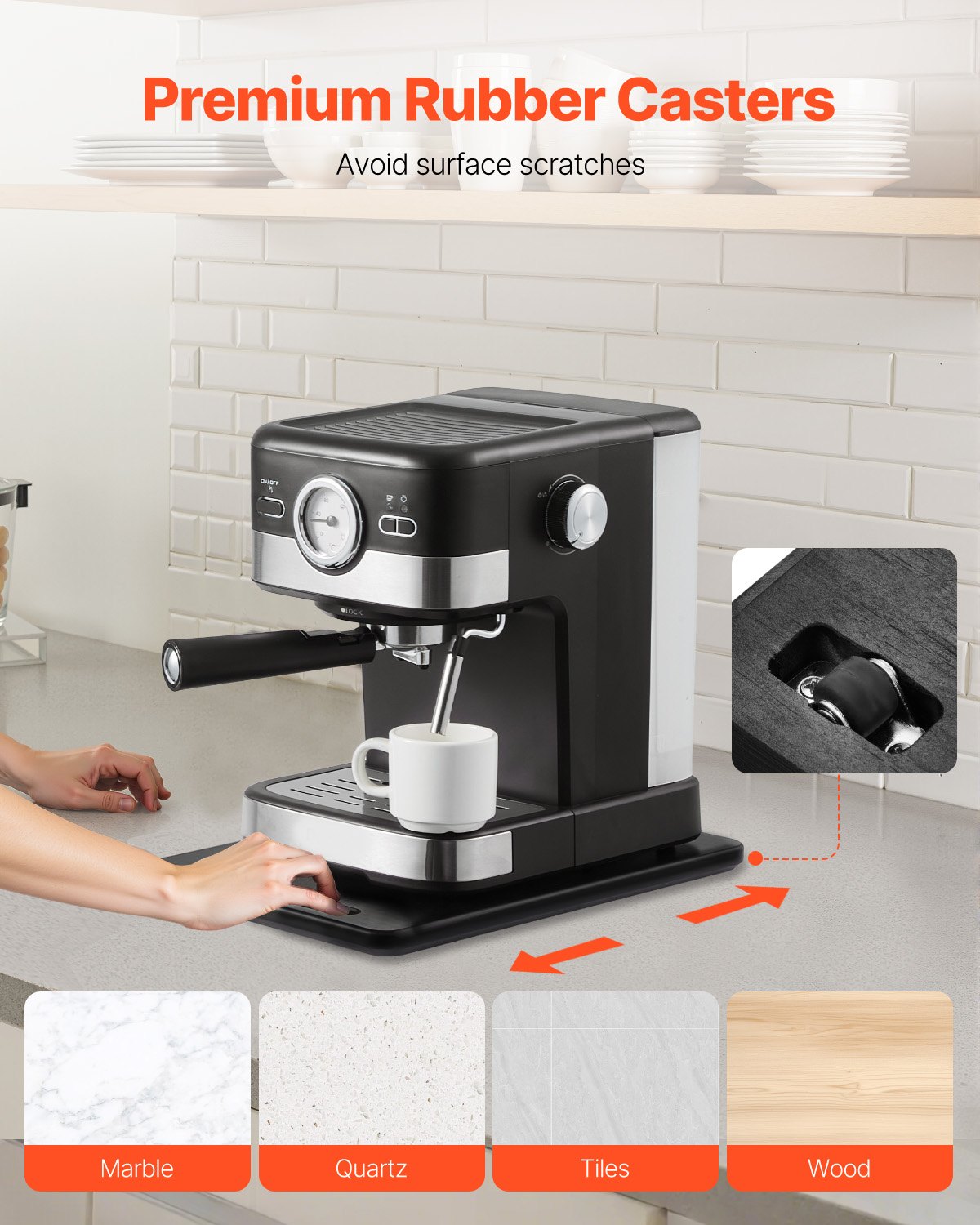 Appliance Slider 14 X 9.5 In Sliding Tray For Coffee Maker Black