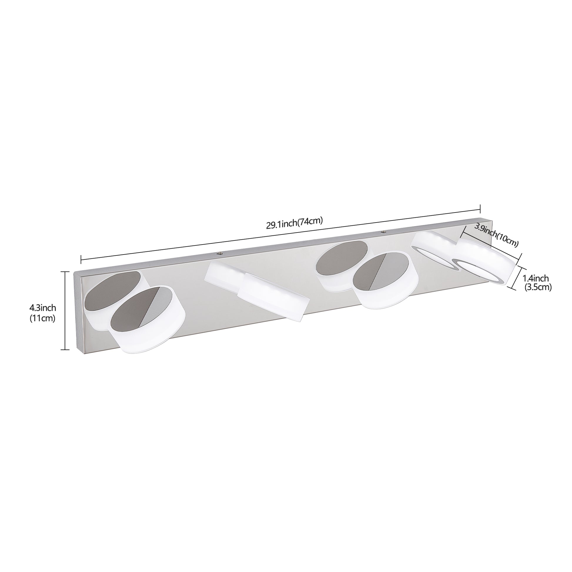 29  Modern 4-Light LED Vanity Light, Sleek Chrome Bathroom Wall Light Fixture For Mirror, Shower, And Bathroom Decor