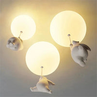 Designer Polar Bear Cartoon Pendant Chandelier for Kid Children Kindergarten Living Room Environment-friendly Resin LED Lamp