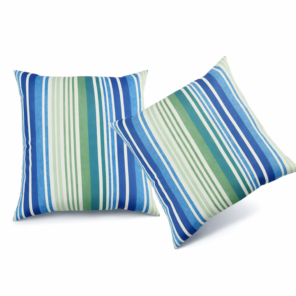 2 Pack Outdoor Throw Pillows, Waterproof & Fade-Resistant Patio Cushions For Garden, Porch, Poolside Furniture - Soft & Comfortable Decorative Pillow Covers 18x18 Inch, Striped Rich Navy Blue