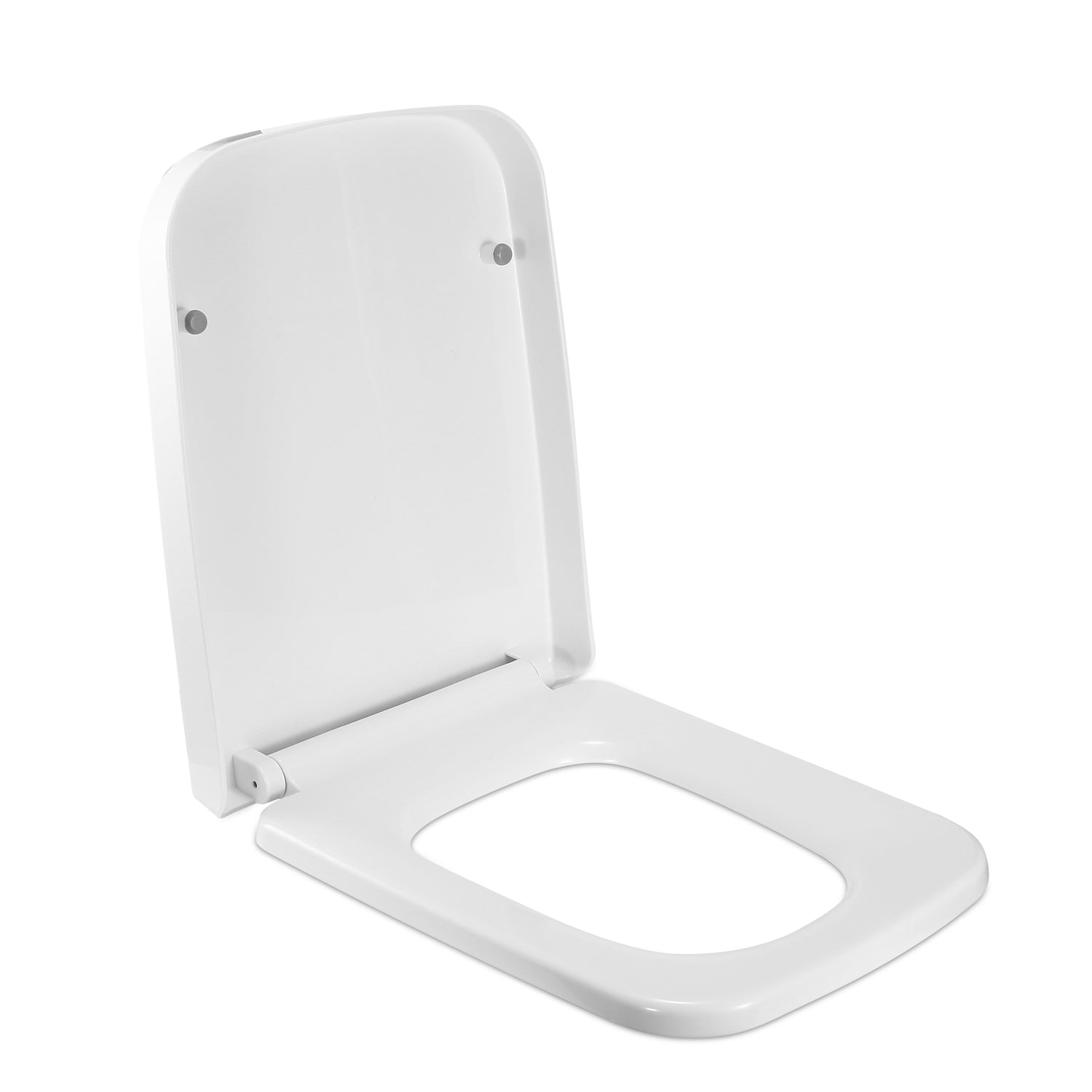 Square Toilet Seat – Quiet-Close Heavy-Duty Seat with Quick-Release & Grip-Tight Bumpers (White)