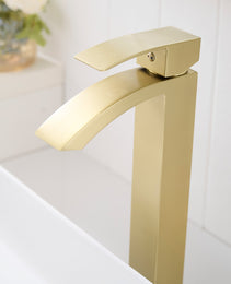 Brushed Gold Bathroom Faucet,Faucet For Bathroom Sink, Single Hole Bathroom Faucet Modern Single Handle Vanity Basin Faucet