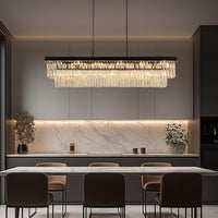 Black Crystal Chandeliers for Dining Room，18-Lights L46 Inch
