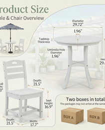 White 3-Piece Outdoor Bistro Set   Round Table Set   Patio Dining Set   2 Chairs