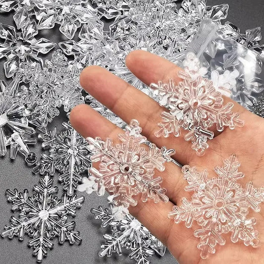 10PCS Acrylic Snowflake Decorations Clear Christmas Ornaments Hanging Gift Tags for DIY Crafts Projects Xmas Tree Home Office Table Decor Winter Holiday Birthday Party Gifts Supplies, Multiple styles to choose from