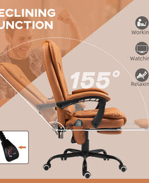 7-Point Vibrating Massage Office Chair High Back Massaging Office Desk Chair With Lumbar Support, Footrest, Light Brown
