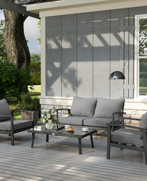 8 Patio Chair Cushions with Seat & Backrest, Fade Resistant Seat Replacement Cushion Set, Gray