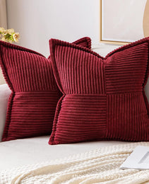 Corduroy Pillow Covers Super Soft Boho Striped Pillow Covers Broadside Decorative Textured Christmas Throw Pillows For Couch Cushion Livingroom