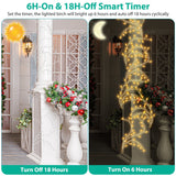 1Pc 7.87FT Lighted Birch Garland Lighted Twig Vine Lights 144LED Birch Garland With Lights String Light With Timer 8 Modes IP45 Waterproof For Christmas Fireplace Home Decoration - CJDS - FC