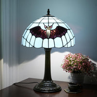 Tiffany Style Black Cat Stained Glass Table Lamp Cute Small Quirky Table Lamp Bedroom Bedside Lamp Living Room Dining Room Office Decoration Desk Lamp Home Decoration Creative Gift Scene Props