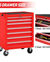 Rolling Tool Chest With 7-Drawer Tool Box With Wheels Multifunctional Tool Cart Mechanic Tool Storage Cabinet For Garage, Warehouse, Workshop, Repair Shop