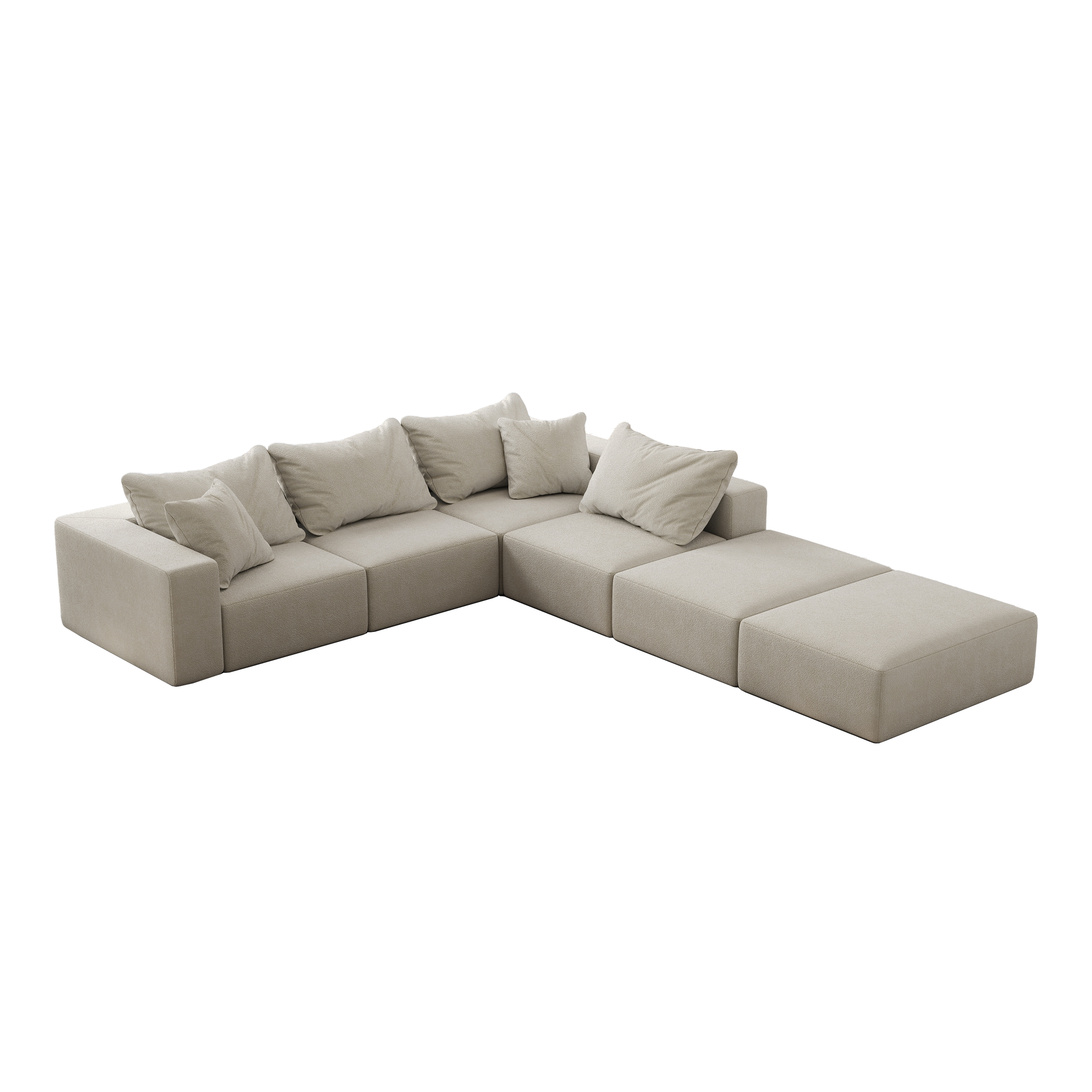 Oversized Sponge Cloud Sofa,Modern Upholstered Sectional Sofa Couch Set,Modular 162  L Shaped Sectional Living Room Sofa Set With 6 Pillows,Free Combination Sofa Couch For Living Room,Bedroom