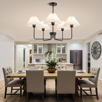 Farmhouse Black Chandelier, 5-Light Fabric Chandelier