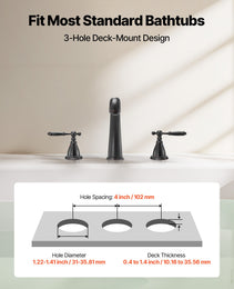 Roman Tub Faucet, 3 Hole Waterfall Bathtub Faucet, Gooseneck Bath Tubs Faucets Set With 2 Handles, Roman Tub Faucets Deck Mount For Pet Washing, Adult Bathing, Bronze, Temperature Control