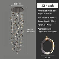Duplex Staircase Lamp Long Chandelier Black Gold Modern Minimalist Light Luxury Creative Lighting Villa Loft Living Room Rng