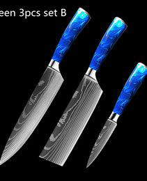 8-inch Chef Knife with Blue Resin Handle