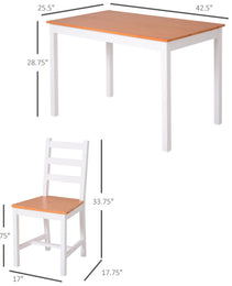 Dining Table Set for 4, 5 Piece Modern Kitchen Table and Chairs, Solid Wood Dining Room Set for Small Spaces, Breakfast Nook, White