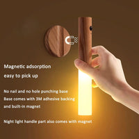 Rechargeable Wall Sconces Magnetic Night Light Motion Sensor Night Lights Wooden Wall Lighting for Bedroom Stair