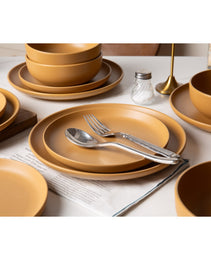 12-Piece Stoneware Dinnerware Sets With Mugs  Microwave & Dishwasher Safe Non-Toxic Dinner Plates Bowls Set  Stackable Matte Glaze Kitchenware For 3