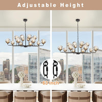 Large Sputnik Chandelier 47.2" Black Modern Smoked Glass Chandelier