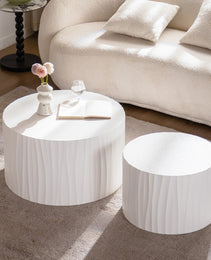 Nesting Coffee Table Set Of 2 Round Wooden Coffee Tables Circle Modern Table For Living Room Bedroom Accent End Side Table