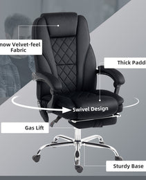 Massage Office Chair, Heated Reclining Computer Chair with Adjustable Height and Footrest, Black