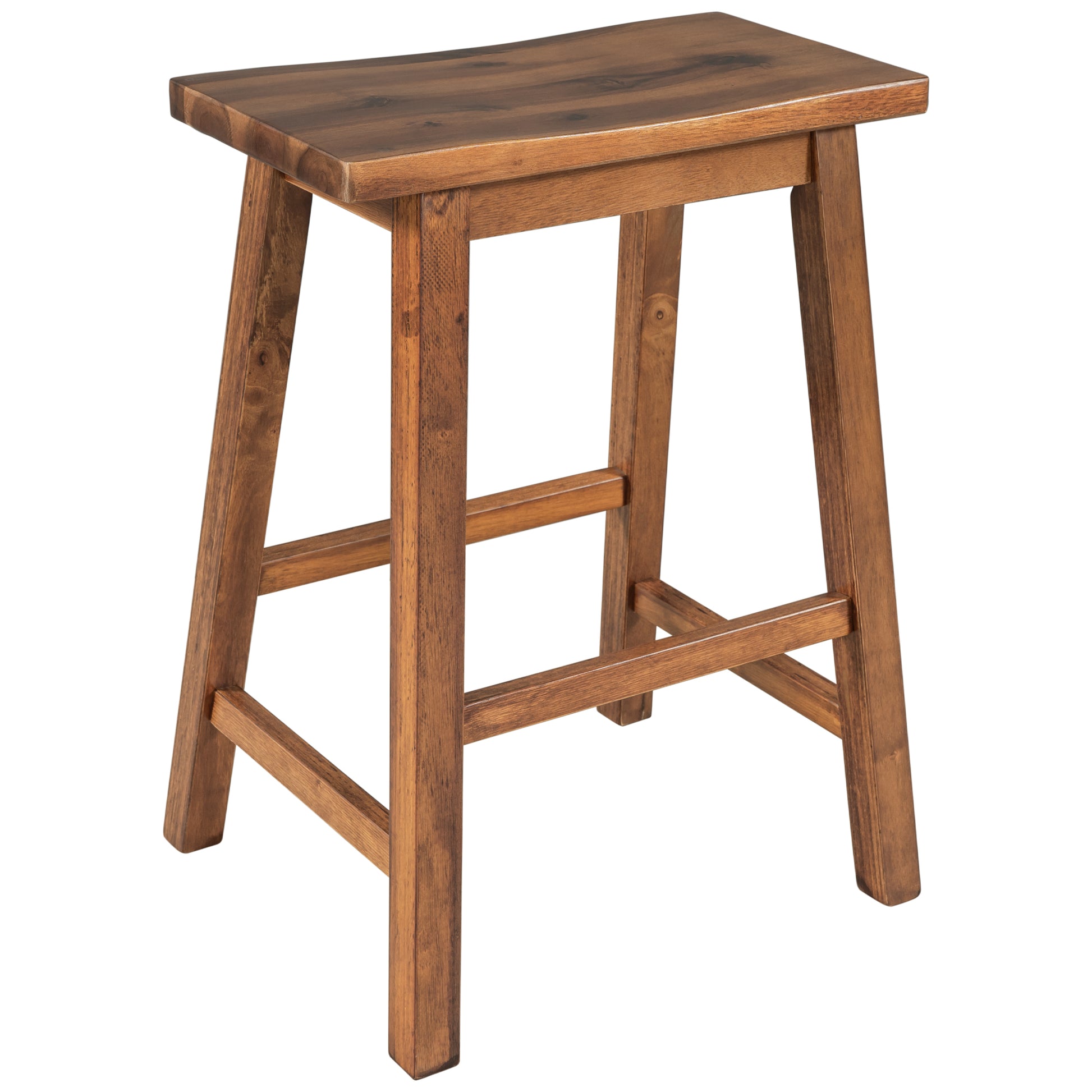 TOPMAx Farmhouse Rustic 2- Piece Counter Height Wood Kitchen Dining Stools For Small Places  Walnut