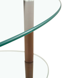 Transparent Oval Glass Coffee Table Modern Table Wood Leg Tea Table 3-layer