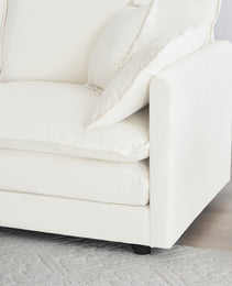 Sofa Set Of 3, 1-1-3 Seats Living Room Sofa Set, Accent Chair, Loveseat, And Three-Seat Sofa Modern Style Round Arms 3 Piece Sofa Set, White