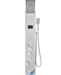 6-in-1 Shower Panel System – LED Hydroelectric Stainless Steel Shower Tower with Rainfall, Waterfall, Massage Jets & Handheld Sprayer