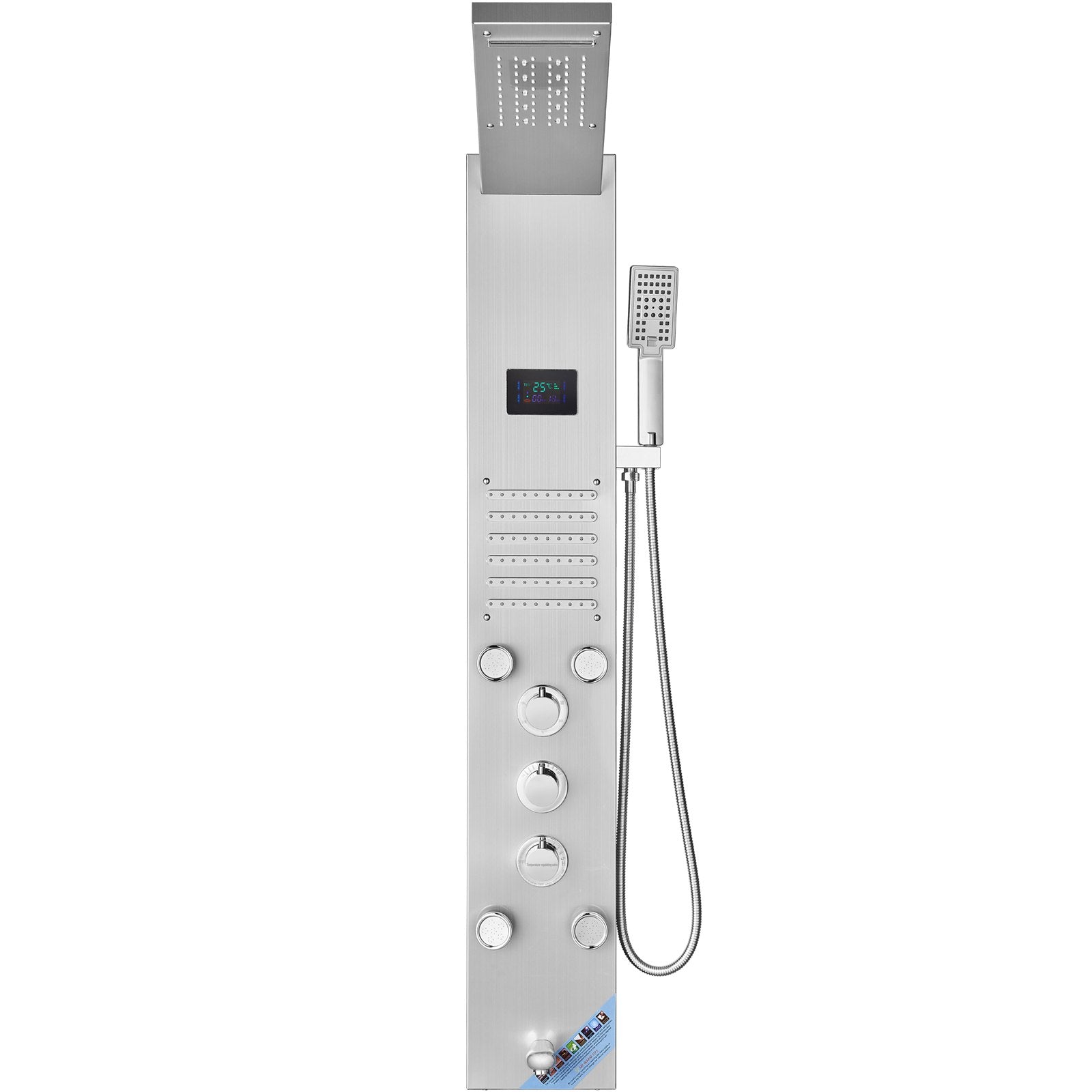 6-in-1 Shower Panel System – LED Hydroelectric Stainless Steel Shower Tower with Rainfall, Waterfall, Massage Jets & Handheld Sprayer