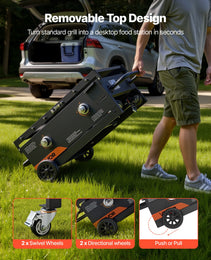 Gas Griddle, 2-Burner Flat Top Grill, 28 Inch Grill Plate Foldable Propane Griddle With Wheels, 30000 BTU Outdoor Flat Top Grills For Pan-Frying, Grilling, Stir-Frying, & BBQ, Pulse Ignition