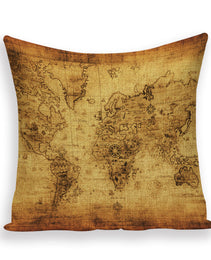 New Retro Toss Pillow Case European World Map Cushion Cover Seat Sofa Covers Morocco Linen House Home Decor Throw Pillows Cases