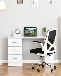 47" Modern Home Office Computer Desk Bookcase Combo Writing Table Workstation with 3 Drawer and Storage Shelf - White
