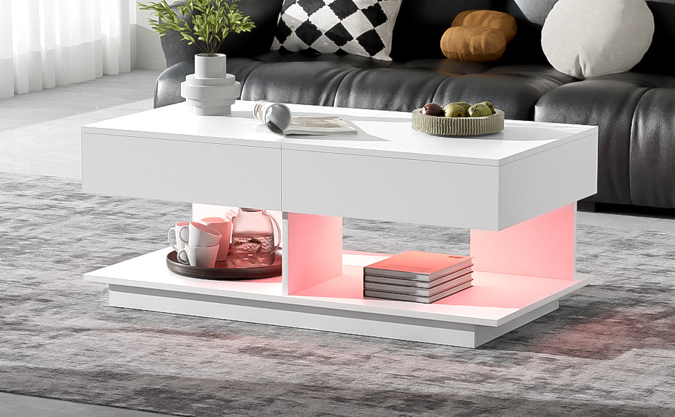 U-Can 41.3 -76.7  Extendable Coffee Table, Efficient Central Coffee Table With Multiple Storage Compartments, Multifunctional Adjustable Coffee Table With Hidden Storage Space For Living Room