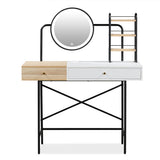 Makeup Vanity Desk With 3-Mode Lighted Mirror & Wireless Charging Station , Vanity Table With Drawer & 3 Open Shelves For Ample Storage Space - CJDS