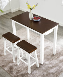 Bar Table And Chairs Set, 4 Piece Dining Table Set, Industrial Breakfast Table Set, For Living Room, Dining Room, Game Room-Antique Grey White