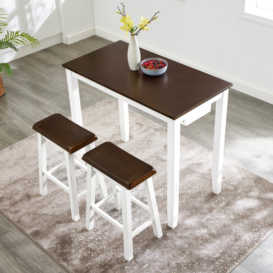 Bar Table And Chairs Set, 4 Piece Dining Table Set, Industrial Breakfast Table Set, For Living Room, Dining Room, Game Room-Antique Grey White