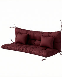 4-Piece Back and Seat Cushion Pillows Replacement and Pillows, Patio Chair Cushions Set with Ties, Wine Red