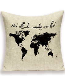 New Retro Toss Pillow Case European World Map Cushion Cover Seat Sofa Covers Morocco Linen House Home Decor Throw Pillows Cases