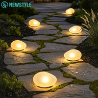 Solar Garden Lights Outdoor Cobblestone Shaped Frosted Glass Waterproof Solar Ground Light Outdoor Landscaping Garden Yard Decor