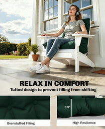 Outdoor Adirondack Chair Cushions Set of 2, Tufted High Back Patio Chair Cushions, Dark Green