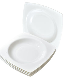 6-piece Set Of White Bone China 9.5-inch Square Soup Plate