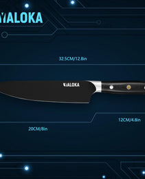 8 Inch Chef Knife Japanese Chef's Knife 7Cr17MoV High Carbon Steel Japanese Knife Full Tang G10 Handle Black Titanium Coated Blade Professional Cooking Knife Kitchen Knife