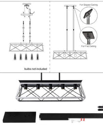 5 Lamps Farmhouse Chandelier Dining Room White